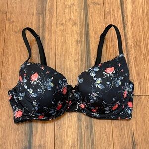 Victoria’s Secret Lightly Lined Demi Bra 32D floral black